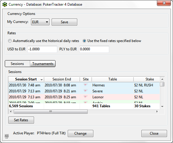 Adjust Poker Currency Rates