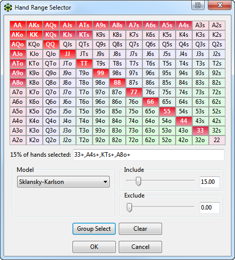 Selecting Hand Ranges In PT4