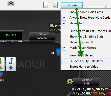 launch equity calculator from replayer