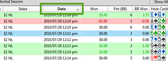 Sort hands by date in poker tracker 4