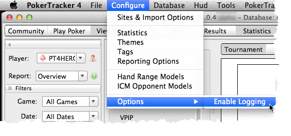 Enable Logging In PokerTracker 4