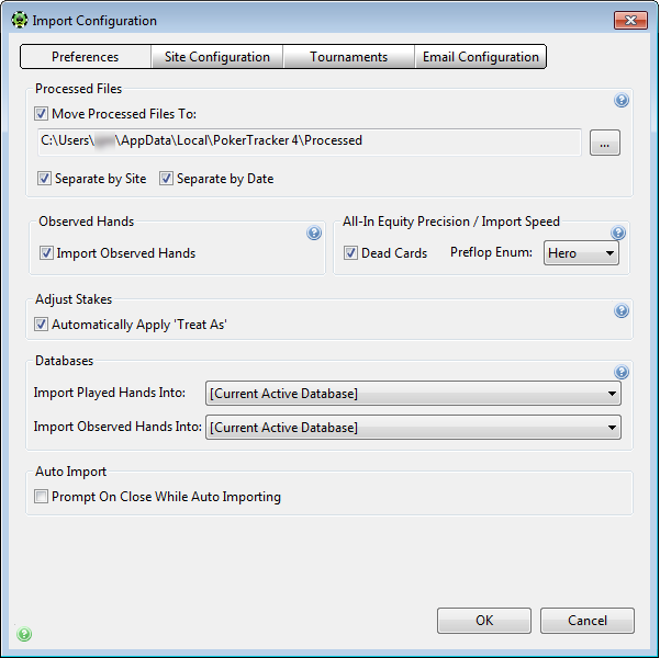 PokerTracker Import Configuration