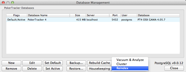 Reindexing Poker Tracker 4 Error