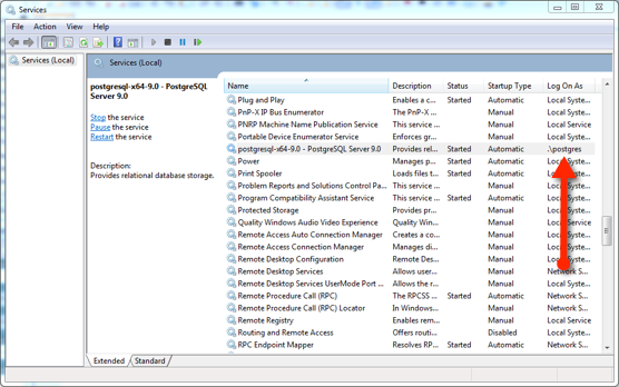 postgreSQL Server Service