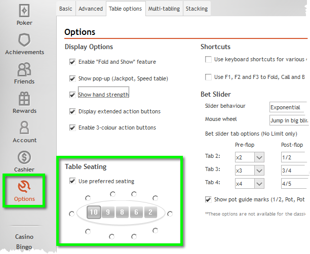 partypoker preferred seating