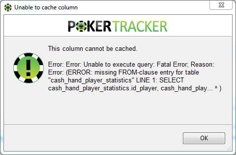 Unable to cache column