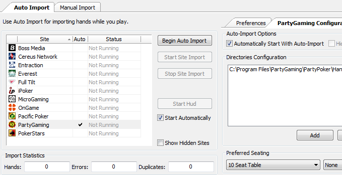 PartyGaming Auto Import