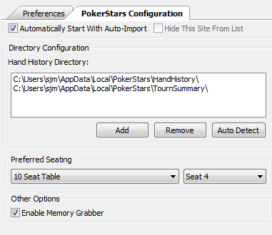 PokerStars Configuration