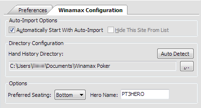 Winamax Configuration