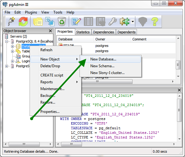 New 8.4 PostgreSQL DB