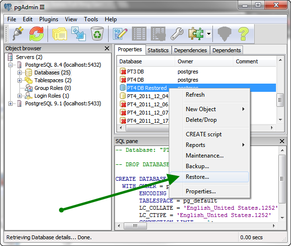 Restore A PT4 Database